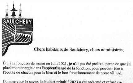 Courrier du Maire budget 2023